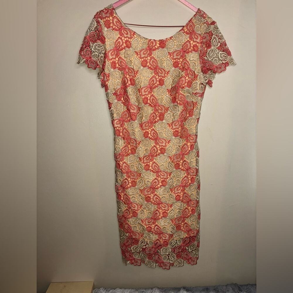 Alberto Makali NWT Lace Cocktail Dress Small Sheath Scalloped Hem Elegant Formal